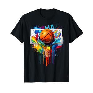 Colorful Basketball Tie Dye Color Splash Hoop Net Slam Dunk T-Shirt
